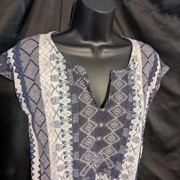 Lucky Brand Blue and cream sleeveless boxy top- XS - Picture 3 of 6